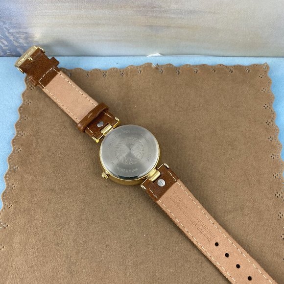 Anne Klein Unisex Gold Tone Watch Brown Strap main image 6